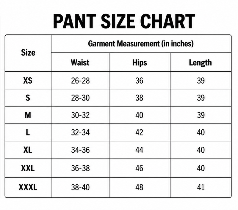 Women Pant Chart