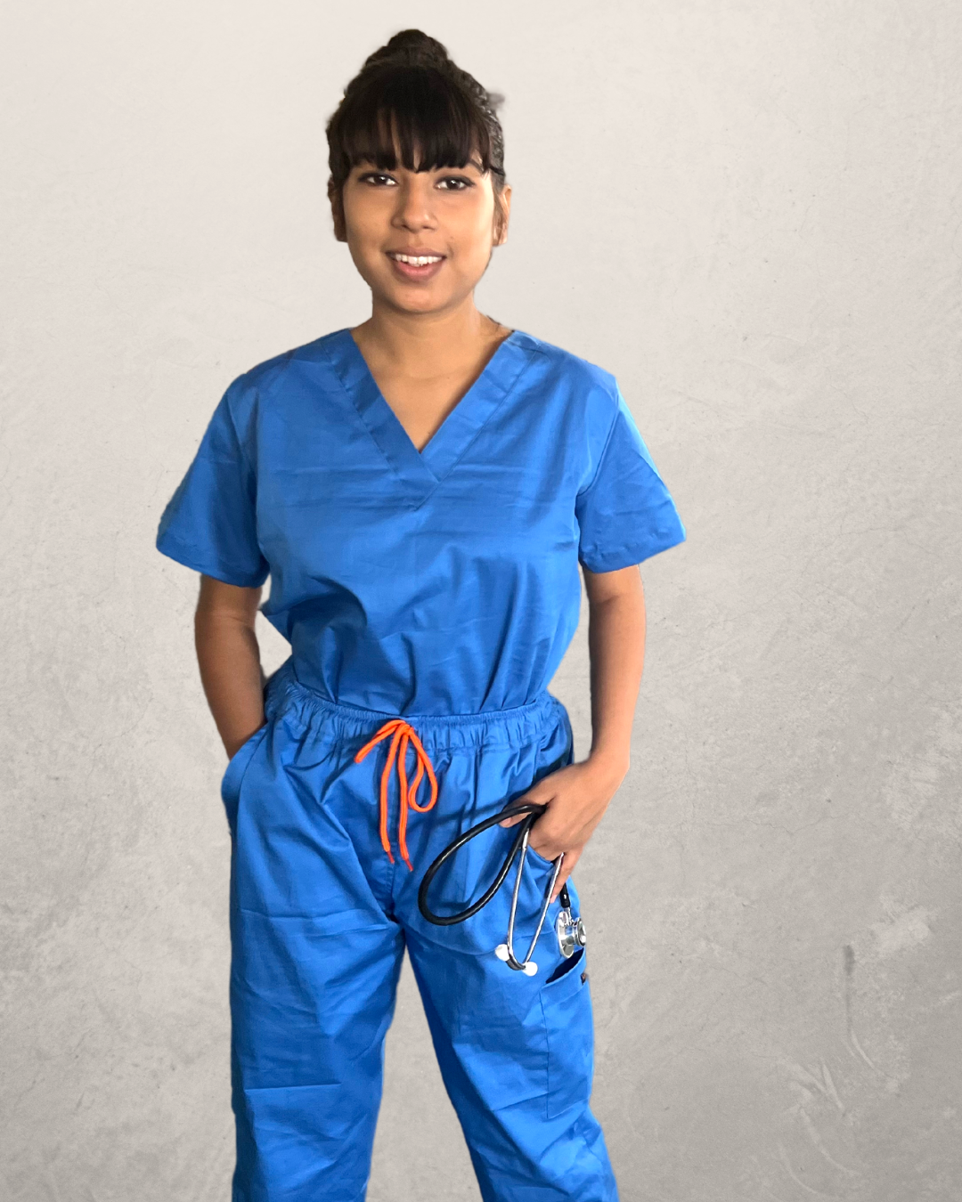 Azure Blue V neck Womens Scrubs