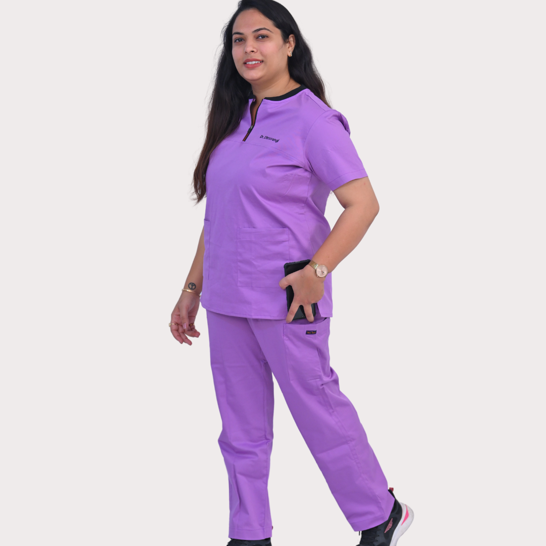 Heather zip neck women scrubs