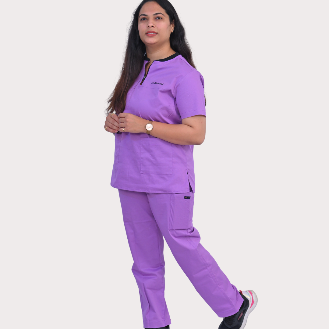 Heather zip neck women scrubs