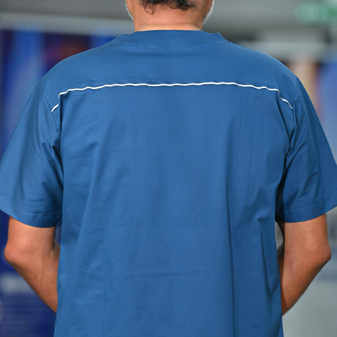 Men Remedial blue V neck Stretch Scrubs