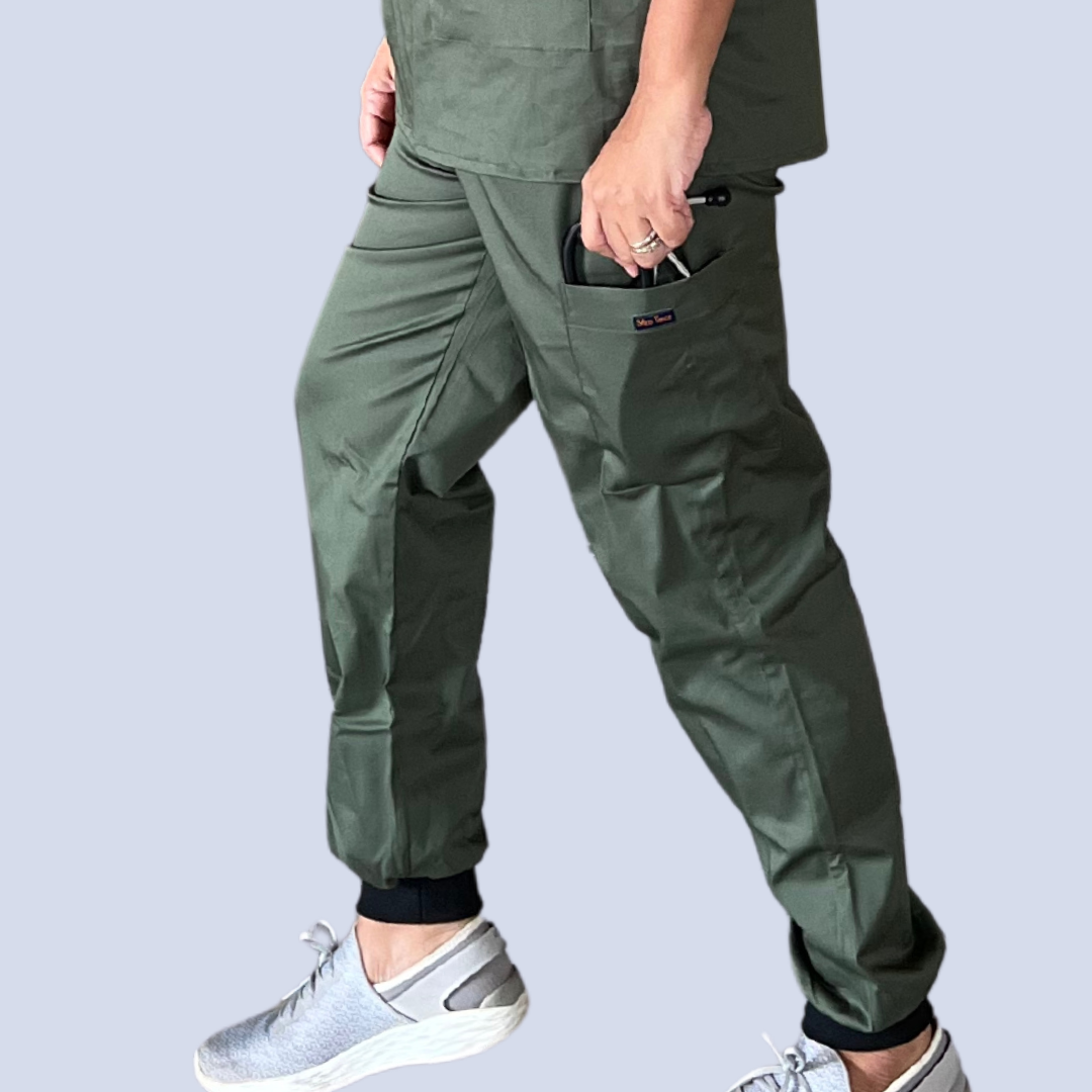 Eco green zip neck scrubs for women
