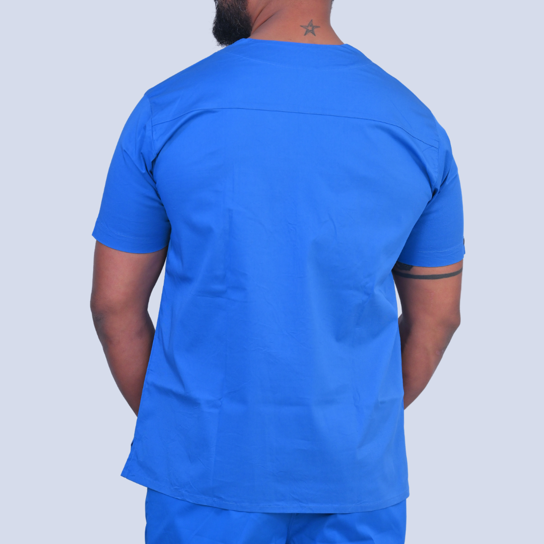 Azure Blue V neck stretch cotton scrubs