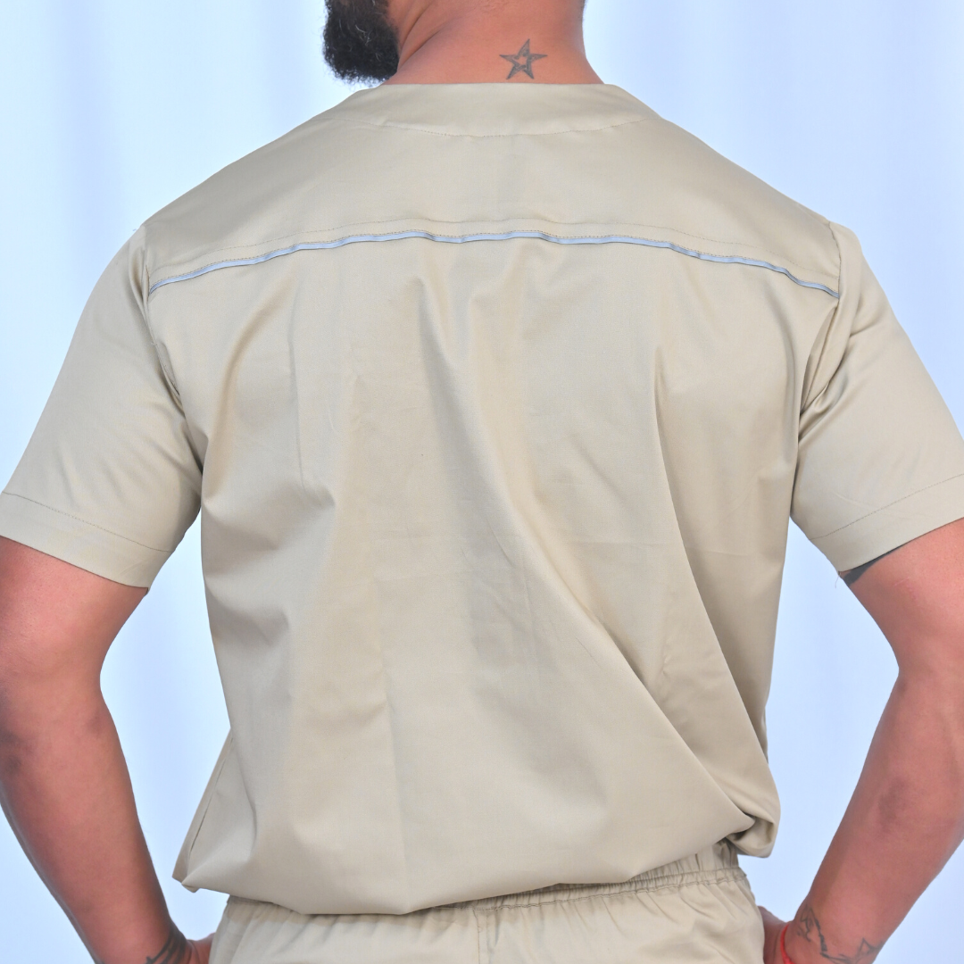 Indie Beige V neck stretch cotton scrubs