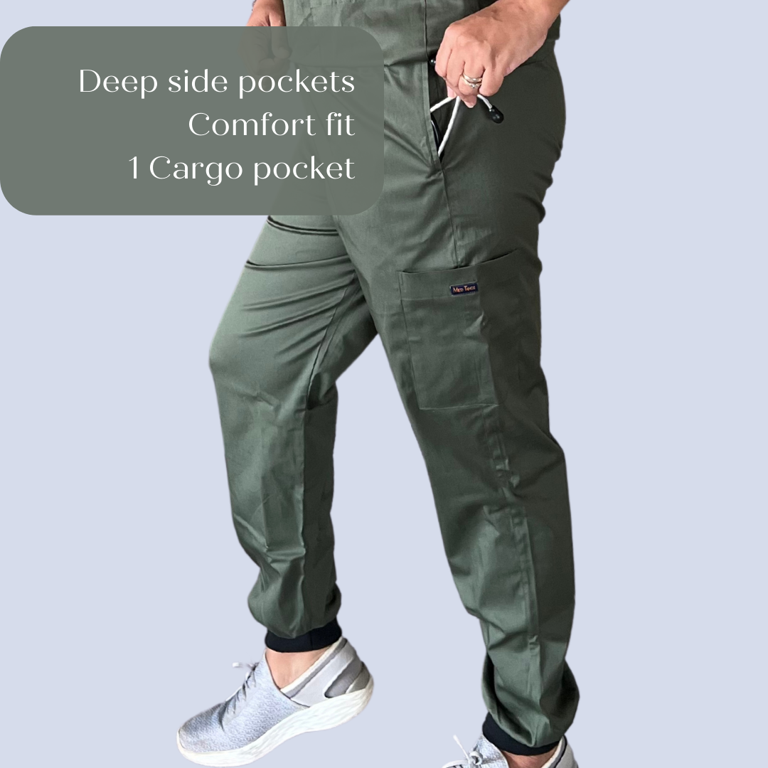 Eco green zip neck scrubs for women