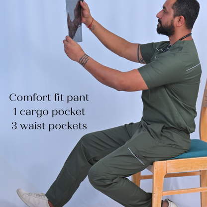 men medical uniform green stretchable cotton