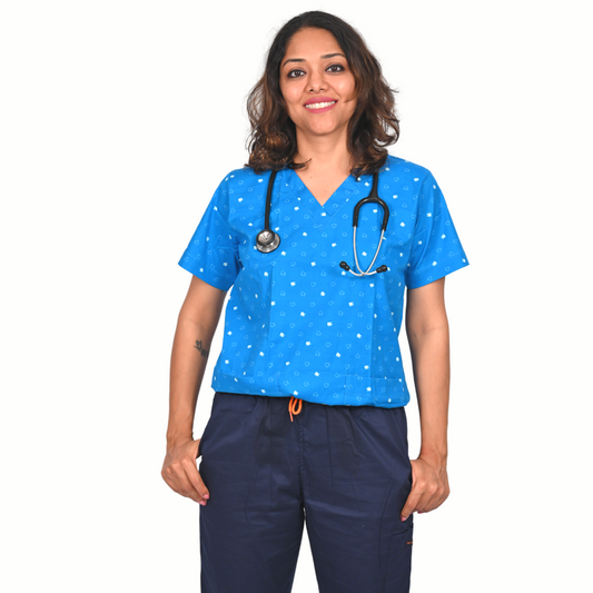 Printed women doctor scrubs