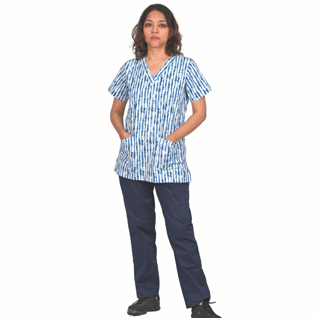 Tie-dye printed women scrub Set (Top + Pant)