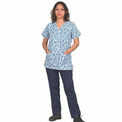 Tie-dye printed women scrub Set (Top + Pant)