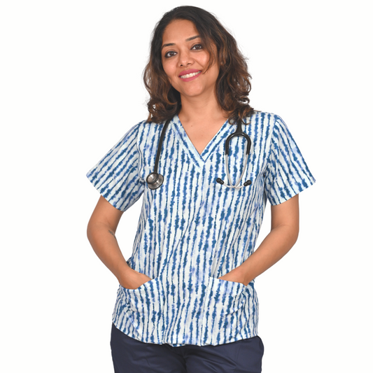 Tie-dye printed women scrub Set (Top + Pant)