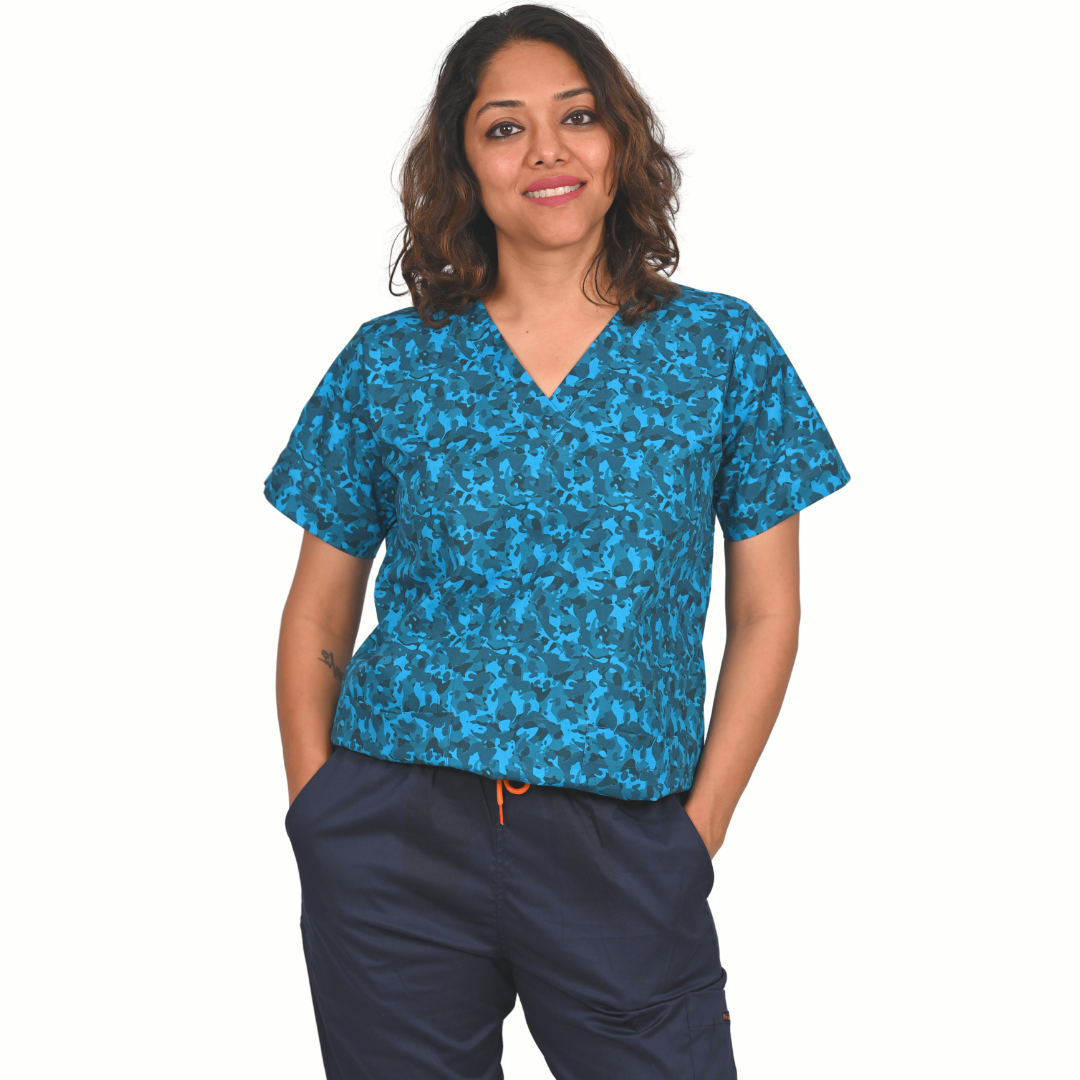 Camouflage printed scrub Set (Top Pant)