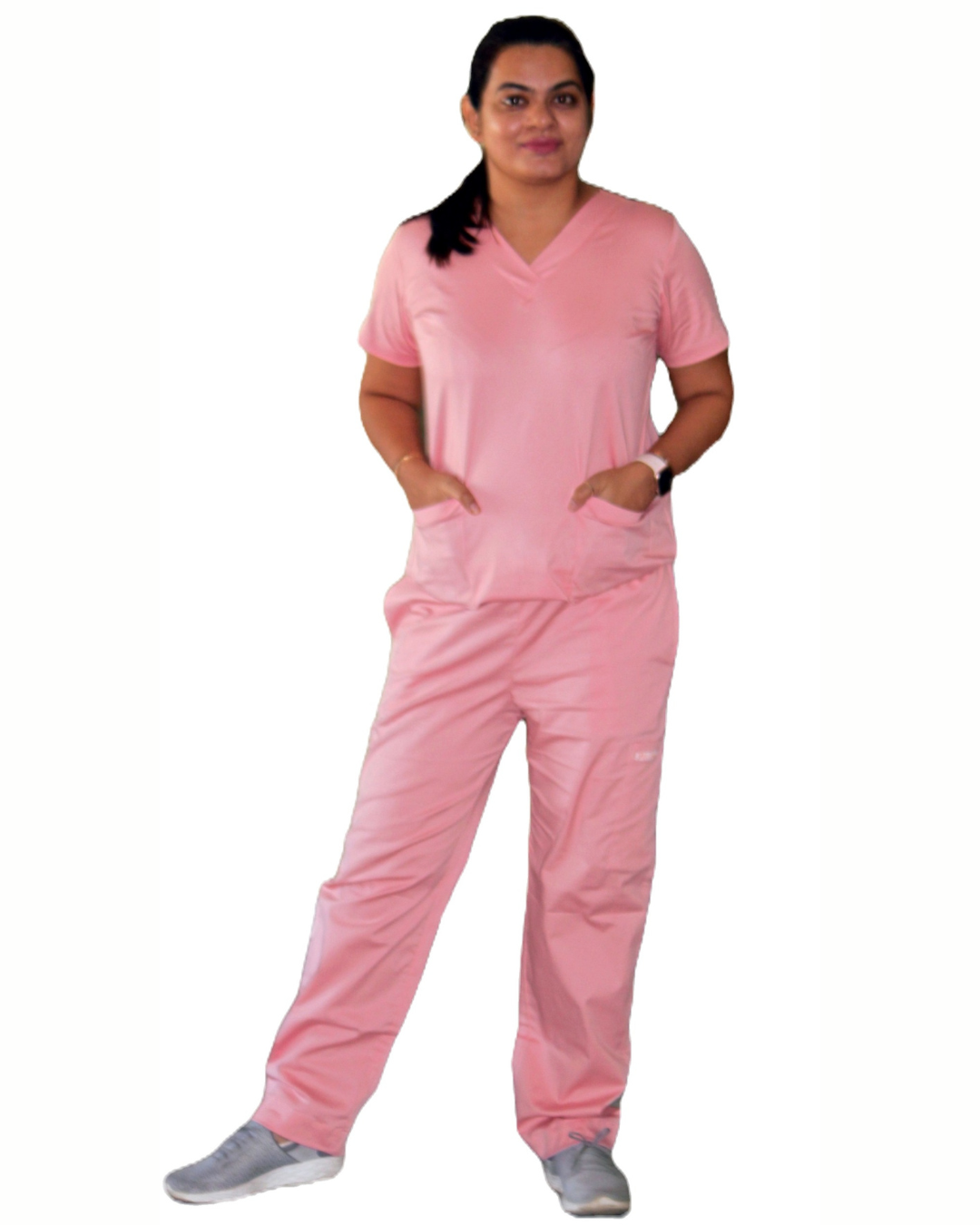Cotton Scrub top for female in pink colour