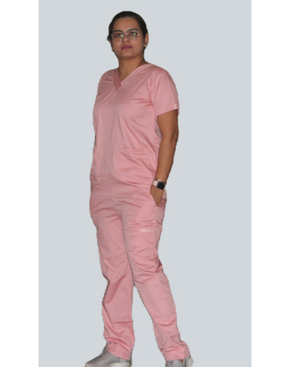 Athena pink V neck women scrubs