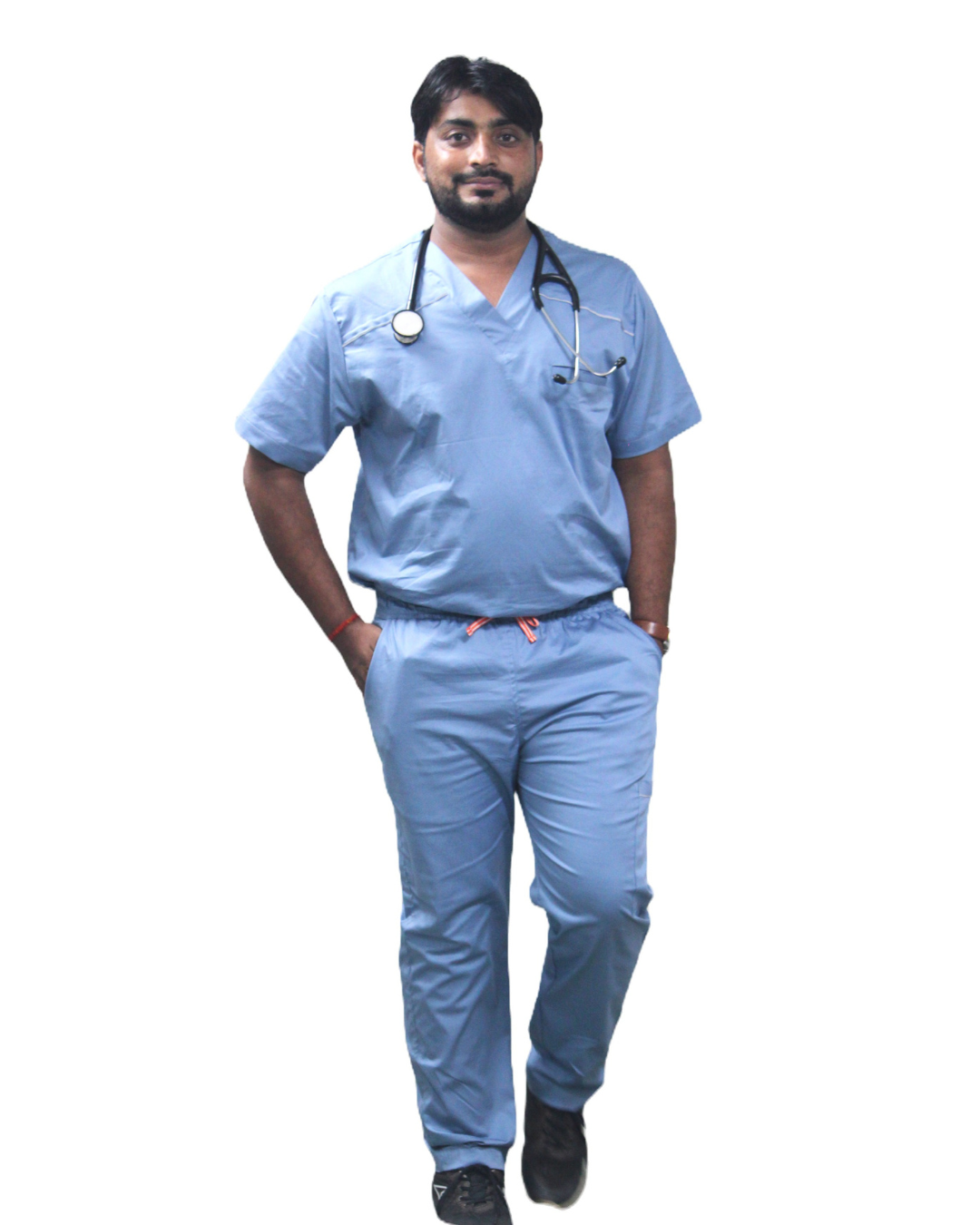 Men Code Blue V neck stretch cotton scrubs