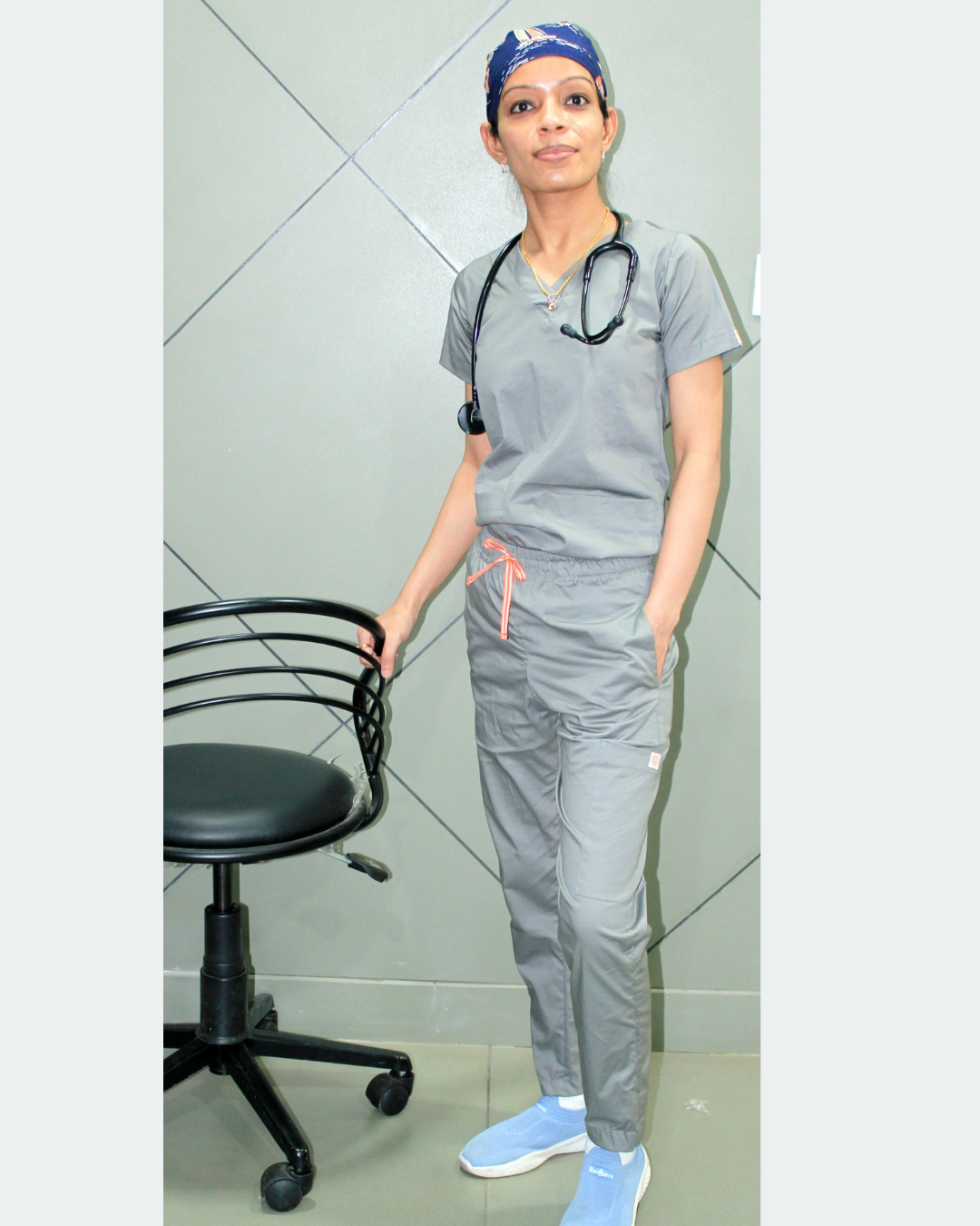 Cotton Scrub top for Women in soothing grey colour