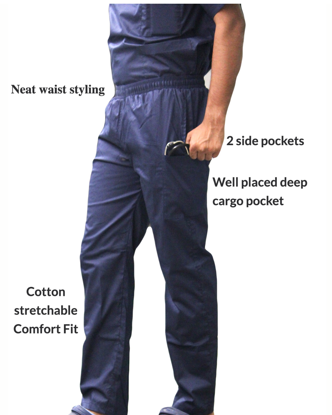 Men Oxford Blue Ribbed Zip neckline scrubs
