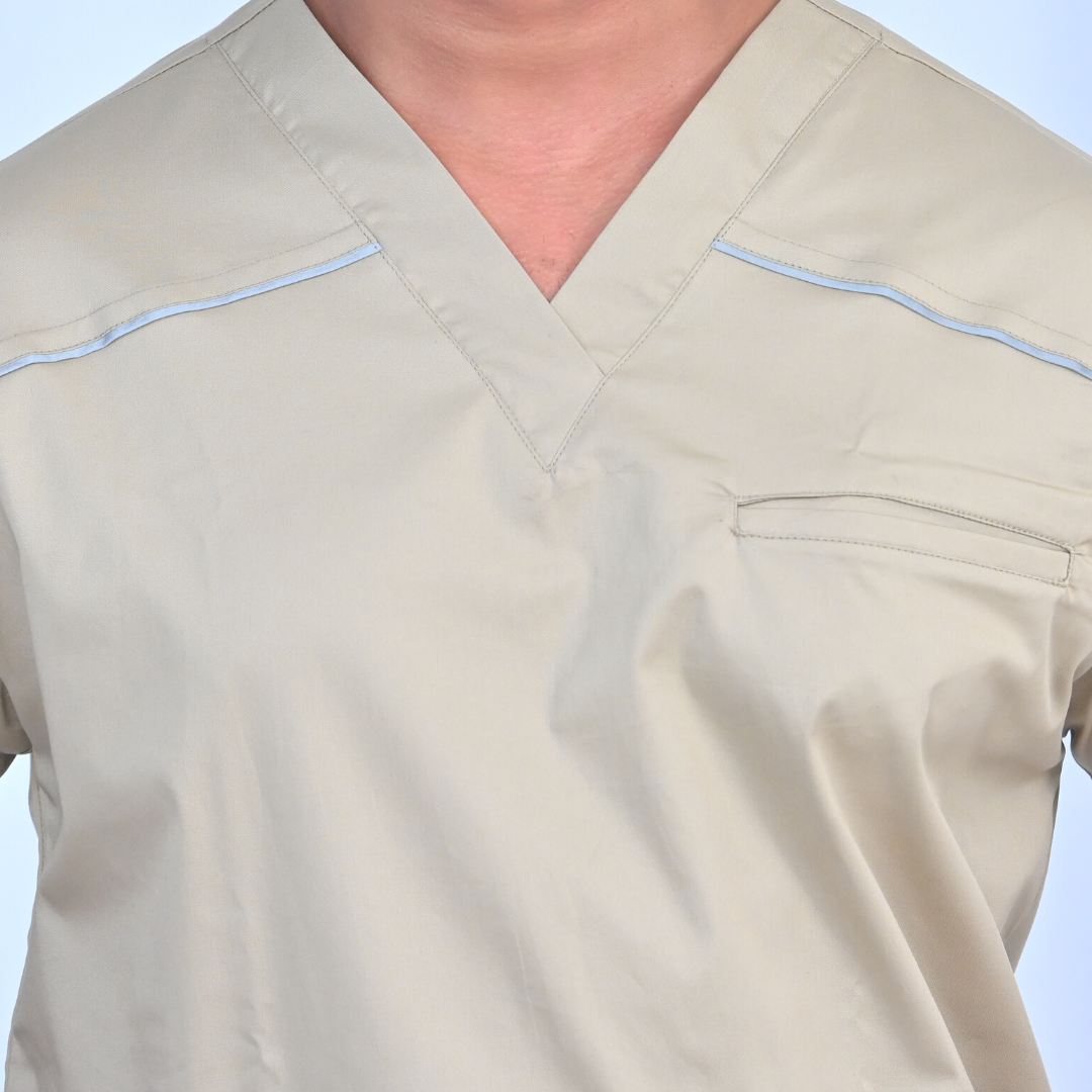 Indie Beige V neck stretch cotton scrubs
