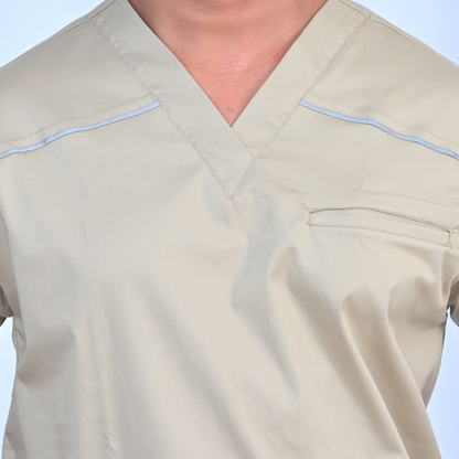 Indie Beige V neck stretch cotton scrubs
