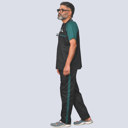 Black Green Scrub Set (Top + Pant)